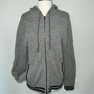 Coach Mens Gray Wool/Leather Zip up Hoodie